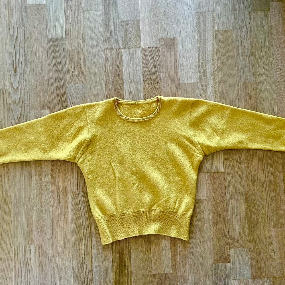 Vintage Marigold Yellow Cropped, Fitted Sweater